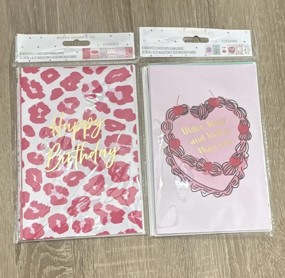 Poppy Designs Co. Birthday Greeting Cards Bulk w/ Envelopes, Folded 5.36x8.22